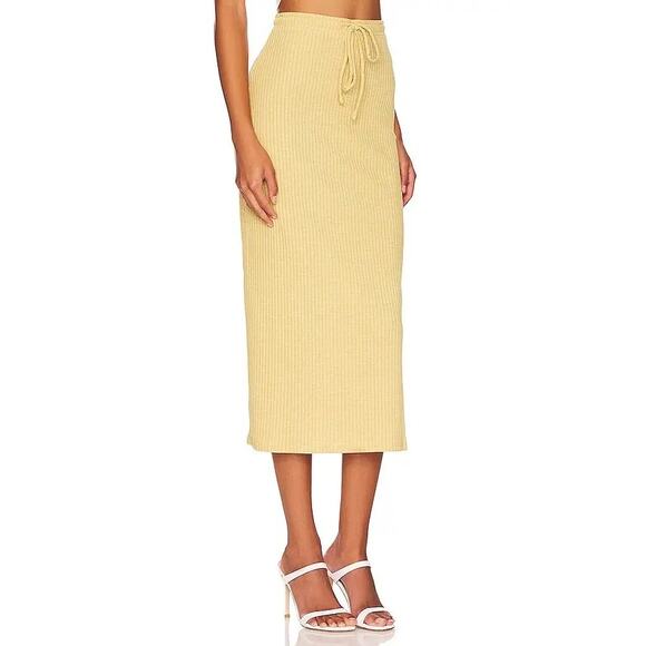 JONATHAN SIMKHAI Liliana Drawstring Midi Skirt Yellow sz XS - Picture 9 of 9